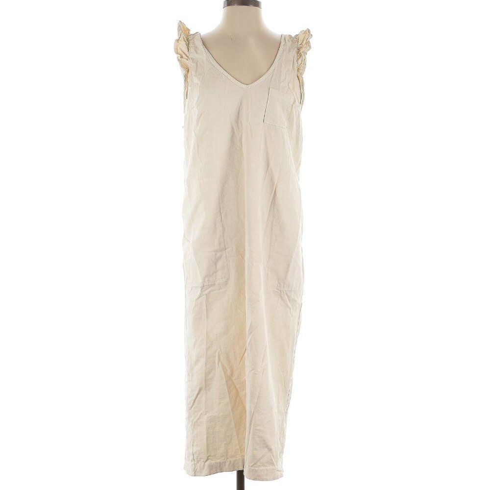 FP Beach Ivory Midi Dress w Ruffle Sleeves
